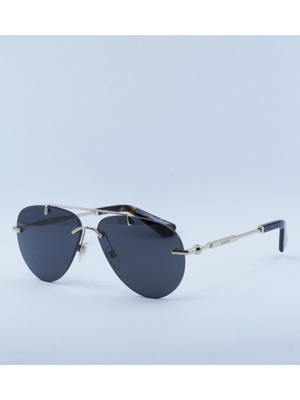 Burberry BE3151 110987 Aviator Sunglasses Gold Frame, Grey Lenses